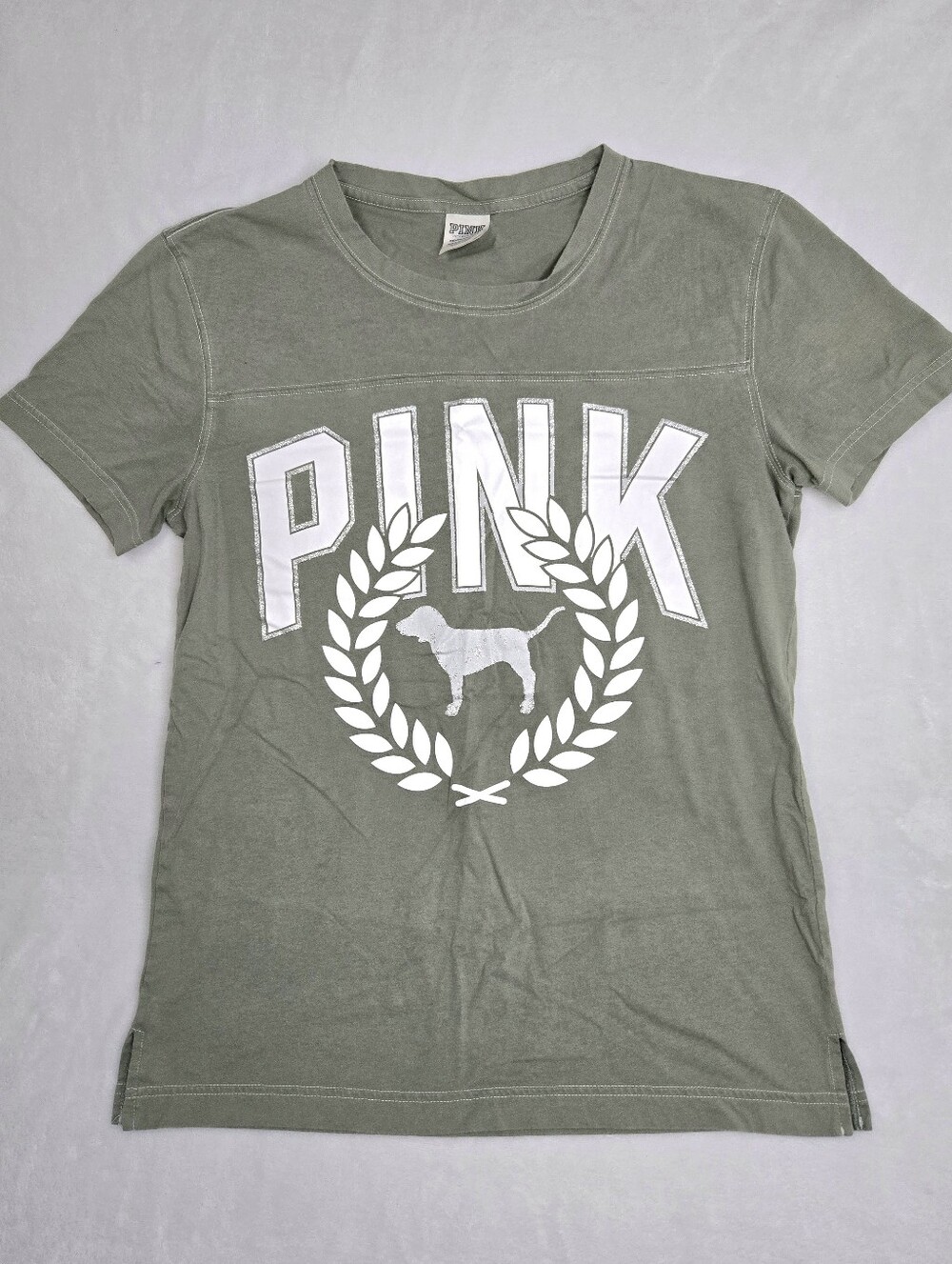 Victoria's Secret PINK Olive Green Cotton Tee